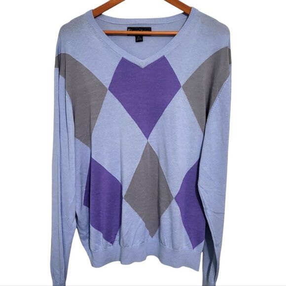 Kenneth Roberts Platinum Silk Blend Men's Blue & Purple Sweater, Size XXL - Picture 2 of 8